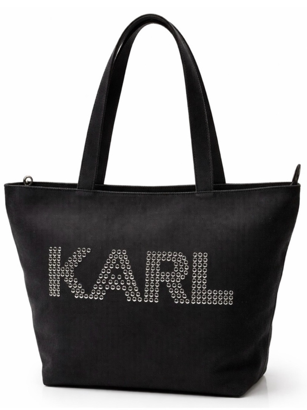 Karl Lagerfeld Black Tote with Silver Studded KARL Logo